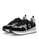Sneakers Platform Donna LIU JO Maxi Wonder 01 in Suede Nero e Inserti Laminati Silver
