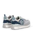 Sneakers Platform Donna LIU JO Maxi Wonder 01 in Suede Blu e Inserti Laminati Silver