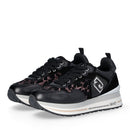 Sneakers Platform Donna LIU JO Maxi Wonder 01 in Pelle Suede e Inserti Glitter Animalier Black Rose