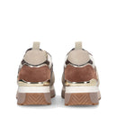 LIU JO Maxi Wonder 01 Damen Plateau-Sneaker aus Wildleder und Mesh mit Python-Print in Seil und Braun