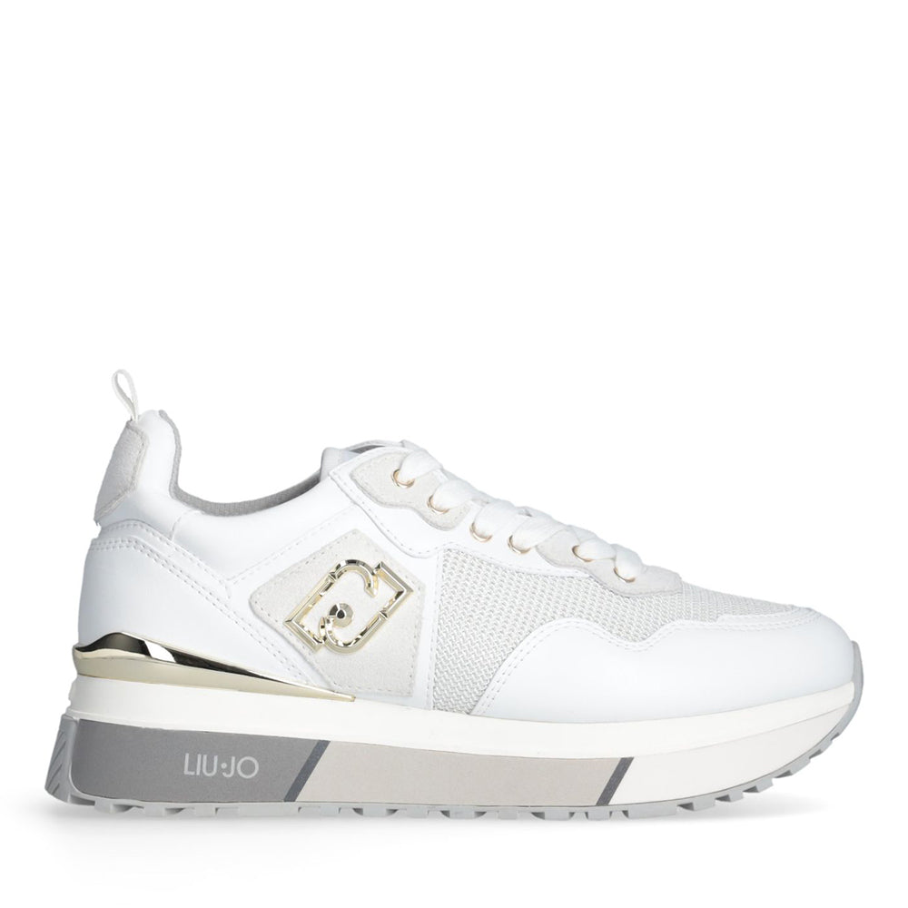 Sneakers Platform Donna LIU JO Maxi Wonder 01 in Pelle e Brighty Mesh Bianco