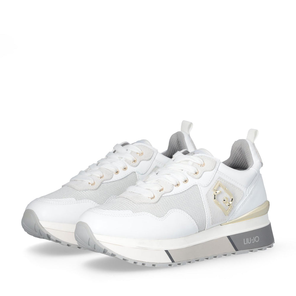 Sneakers Platform Donna LIU JO Maxi Wonder 01 in Pelle e Brighty Mesh Bianco