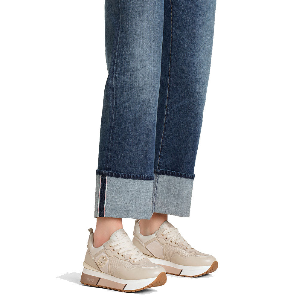 Sneakers Platform Donna LIU JO Maxi Wonder 01 in Pelle e Brighty Mesh color Corda