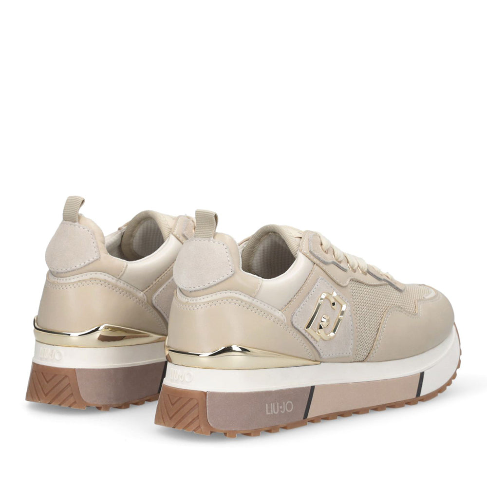 Women's Rope-Coloured Leather and Brighty Mesh Platform Sneakers LIU JO Maxi Wonder 01