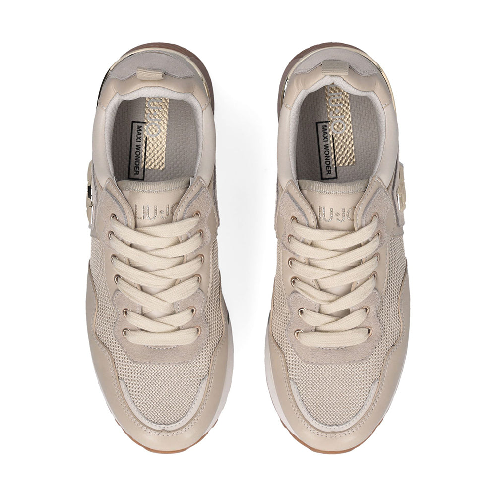 Women's Rope-Coloured Leather and Brighty Mesh Platform Sneakers LIU JO Maxi Wonder 01