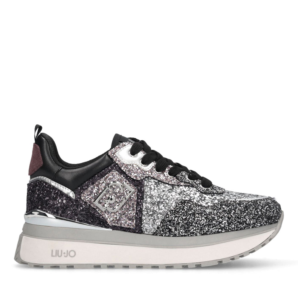 Sneakers Platform Donna LIU JO Maxi Wonder 01 Full Glitter Silver Amarone