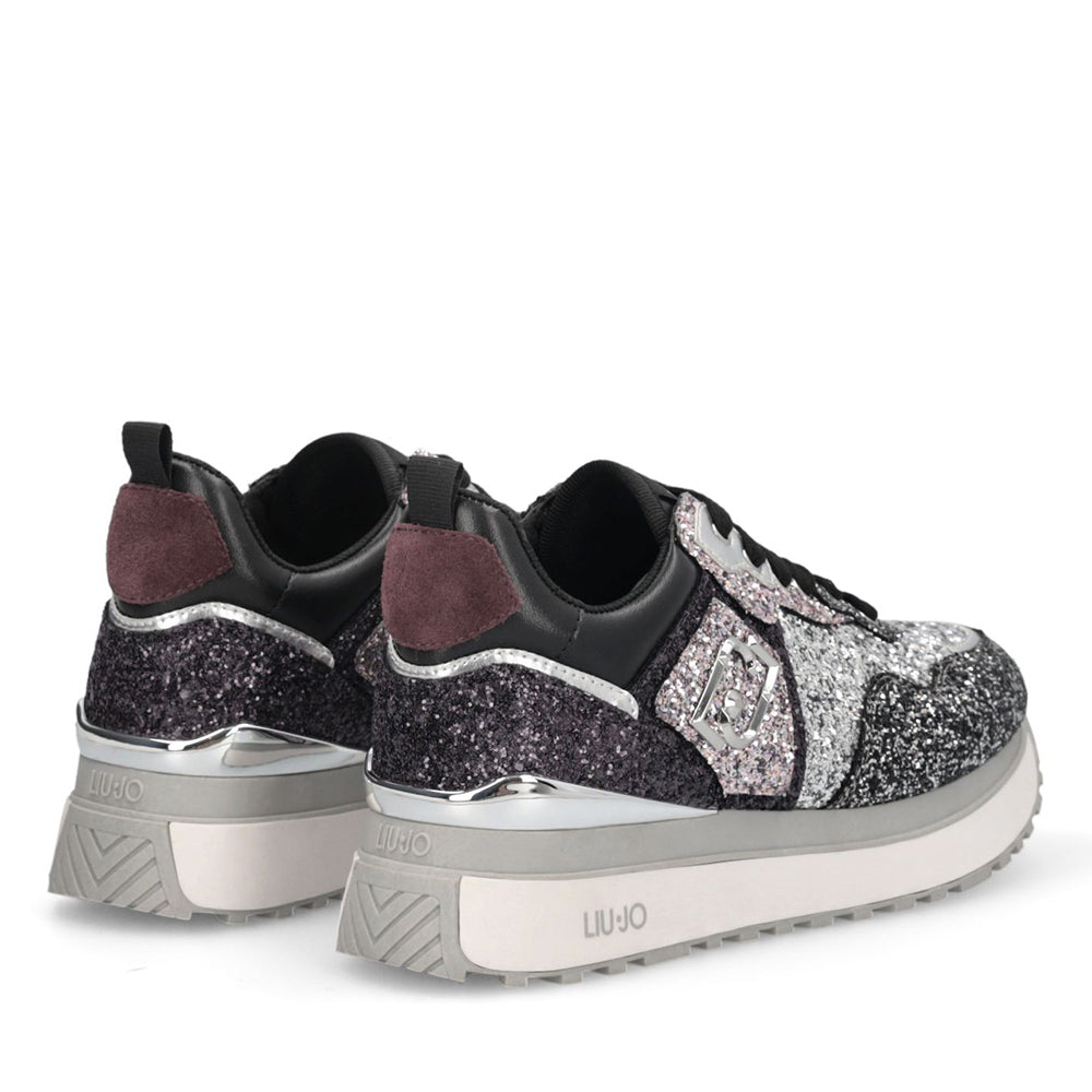 Sneakers Platform Donna LIU JO Maxi Wonder 01 Full Glitter Silver Amarone