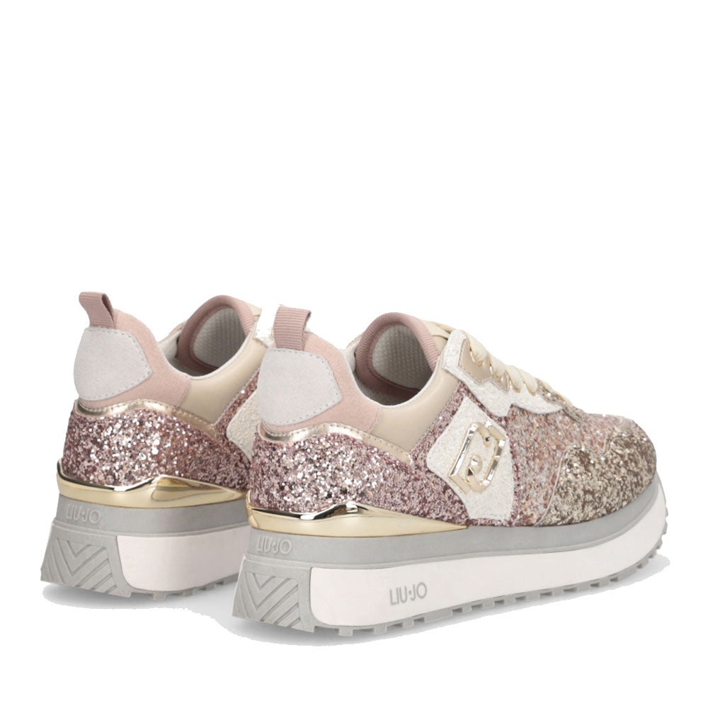 Sneakers Platform Donna LIU JO Maxi Wonder 01 Full Glitter Light Gold Copper
