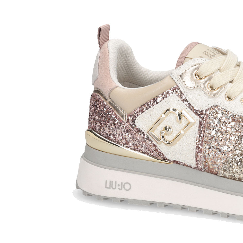 Sneakers Platform Donna LIU JO Maxi Wonder 01 Full Glitter Light Gold Copper