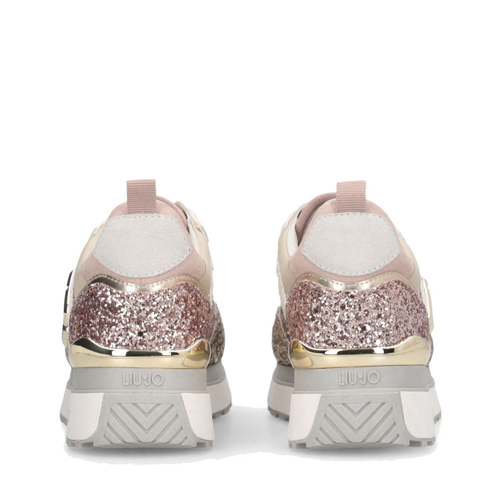 Sneakers Platform Donna LIU JO Maxi Wonder 01 Full Glitter Light Gold Copper