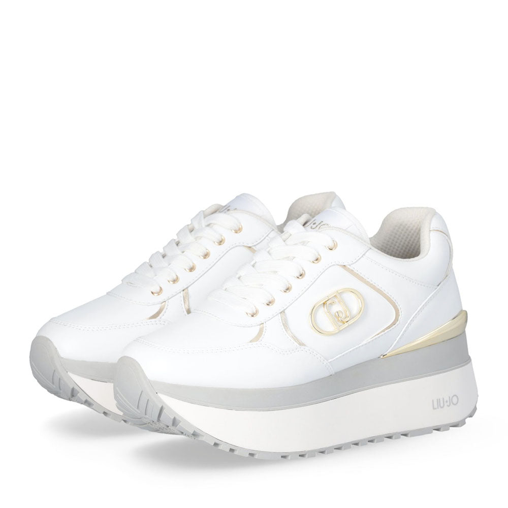 Sneakers Super Platform Donna LIU JO Maxi Wonder Plus 01 in Pelle Bianca