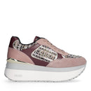 Sneakers Super Platform Donna LIU JO Maxi Wonder Plus 01 in Pelle Suede e Tessuto Rose e Cremisi