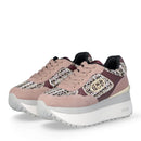 Sneakers Super Platform Donna LIU JO Maxi Wonder Plus 01 in Pelle Suede e Tessuto Rose e Cremisi