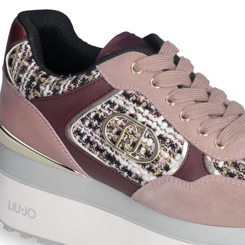 Sneakers Super Platform Donna LIU JO Maxi Wonder Plus 01 in Pelle Suede e Tessuto Rose e Cremisi