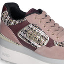 Sneakers Super Platform Donna LIU JO Maxi Wonder Plus 01 in Pelle Suede e Tessuto Rose e Cremisi
