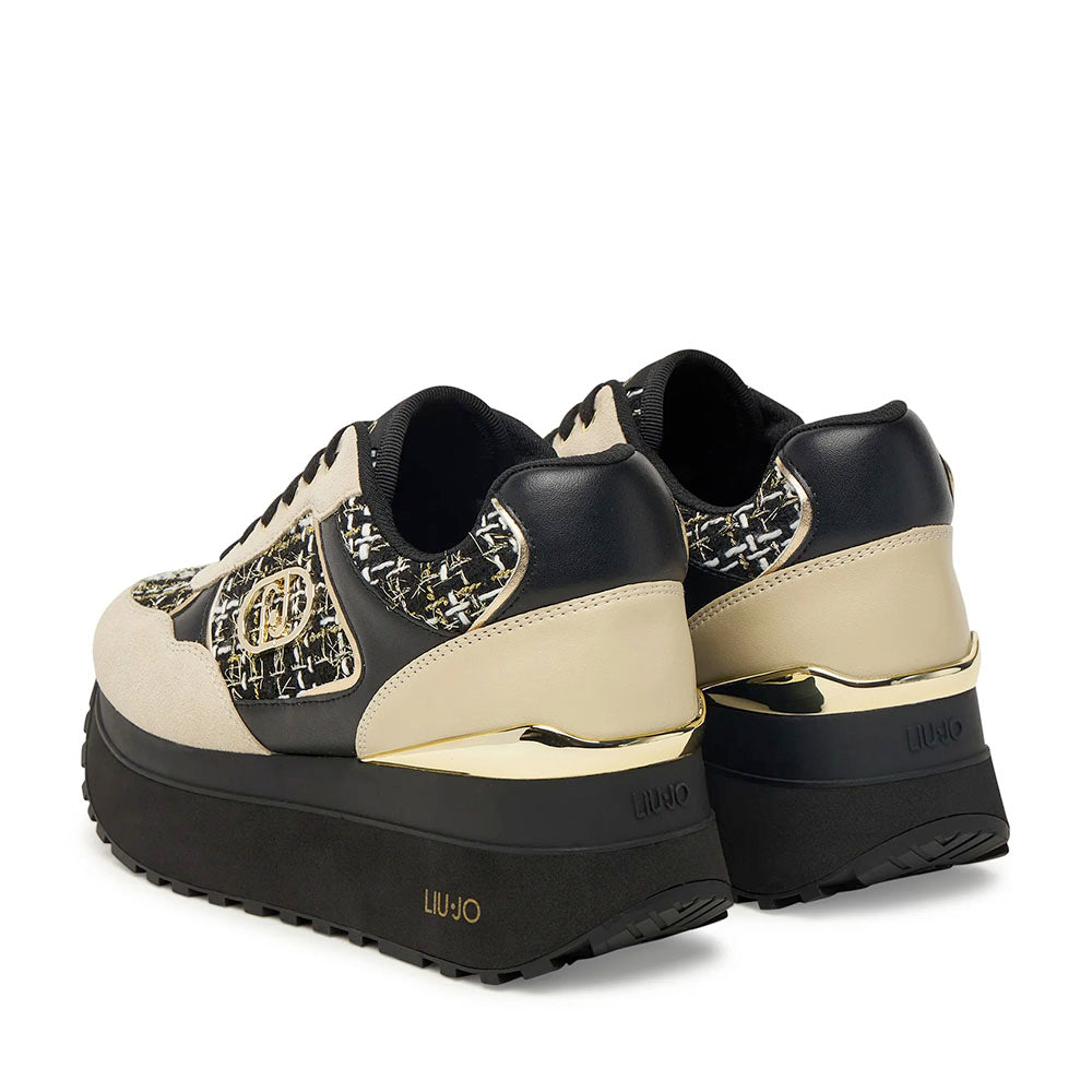 Sneakers Super Platform Donna LIU JO Maxi Wonder Plus 01 in Pelle Suede e Tessuto Rope Black