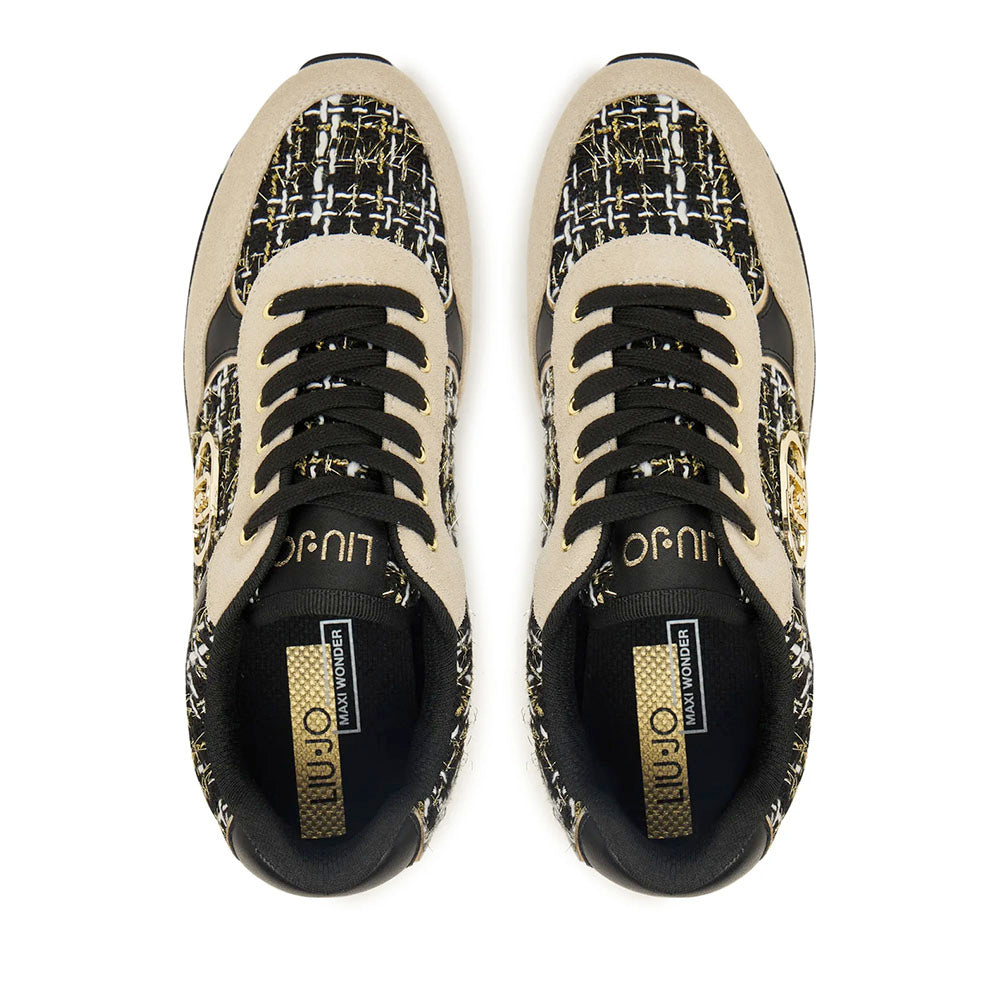 Sneakers Super Platform Donna LIU JO Maxi Wonder Plus 01 in Pelle Suede e Tessuto Rope Black