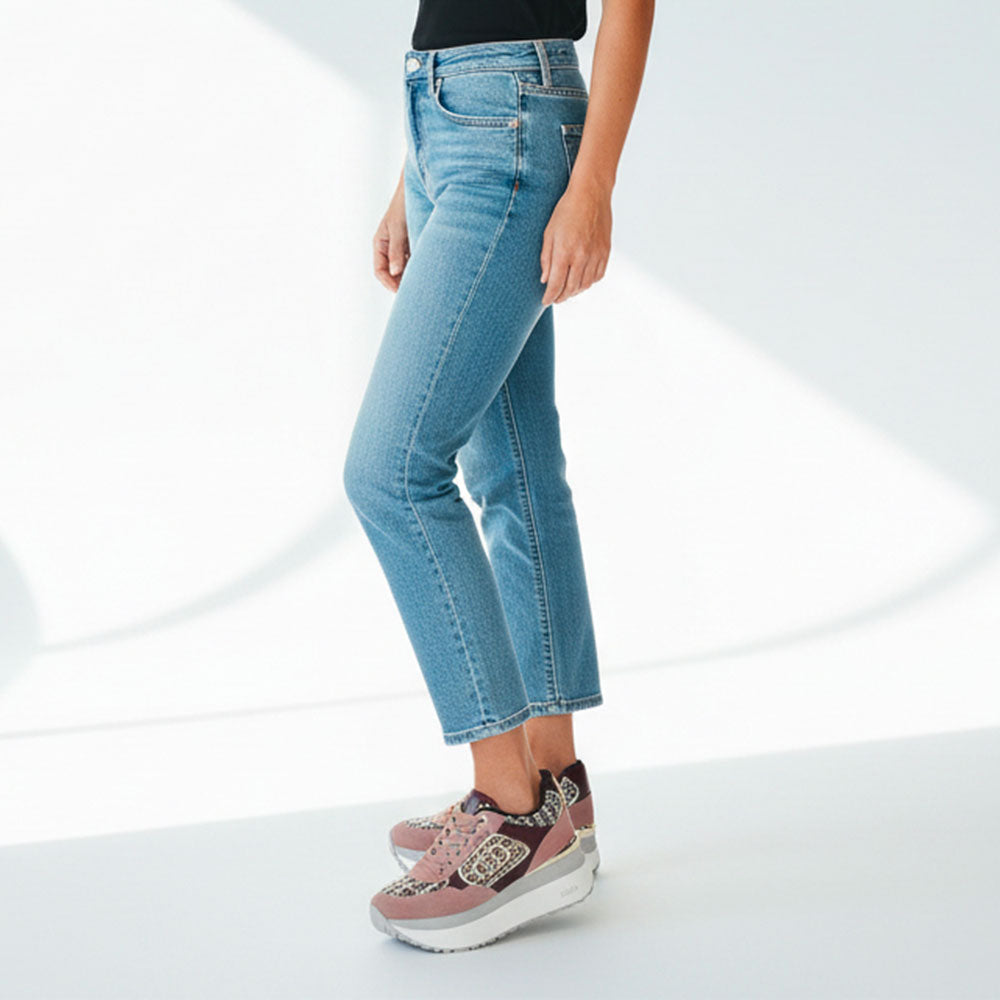 Sneakers Super Platform Donna LIU JO Maxi Wonder Plus 01 in Pelle Suede e Tessuto Rose e Cremisi