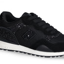 Sneakers Running LIU JO Maxi Wonder Low 02 in Glitter Mesh e Suede Nero