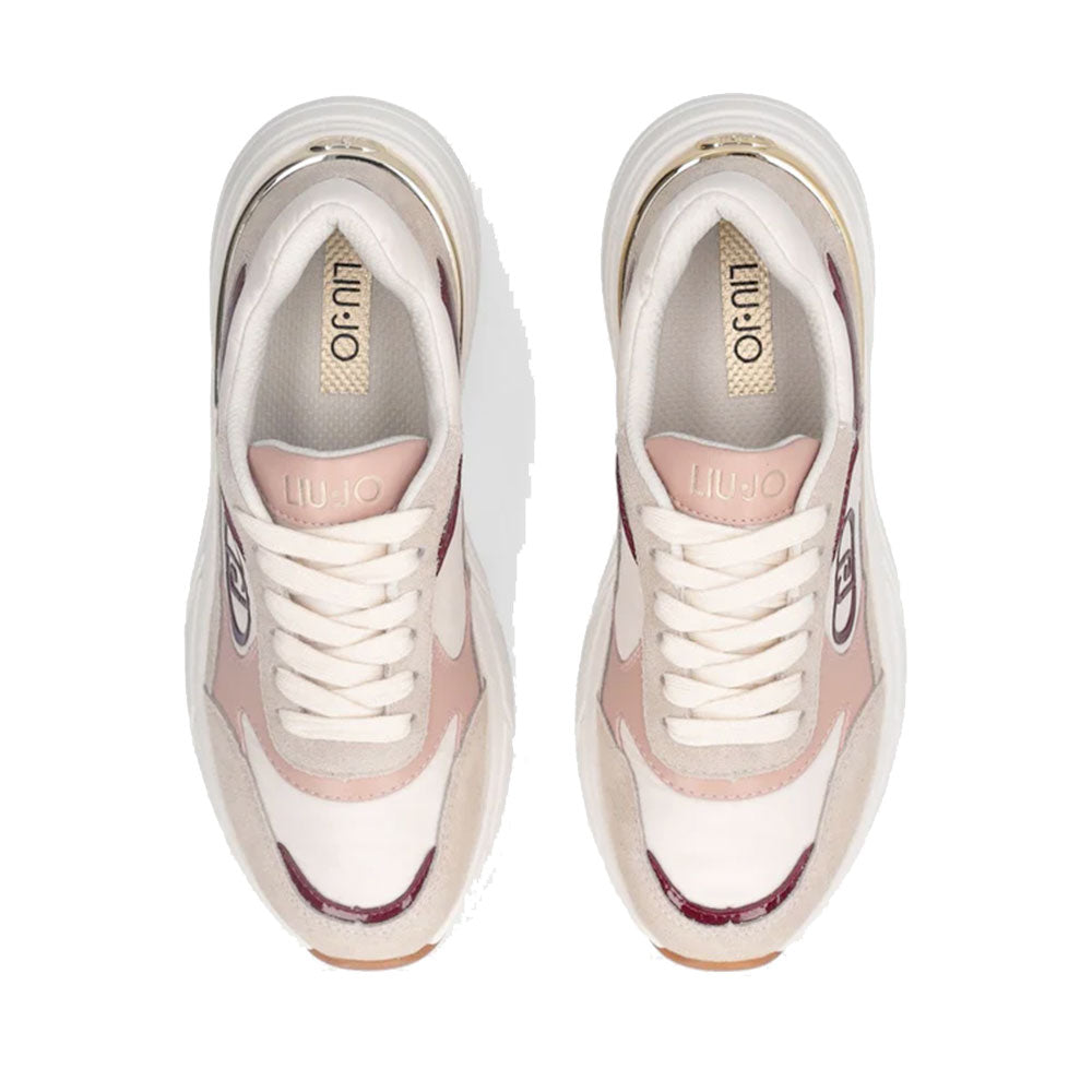 Sneakers Donna LIU JO LJ01 01 in Suede e Nylon colore Rope Milk e Cremisi