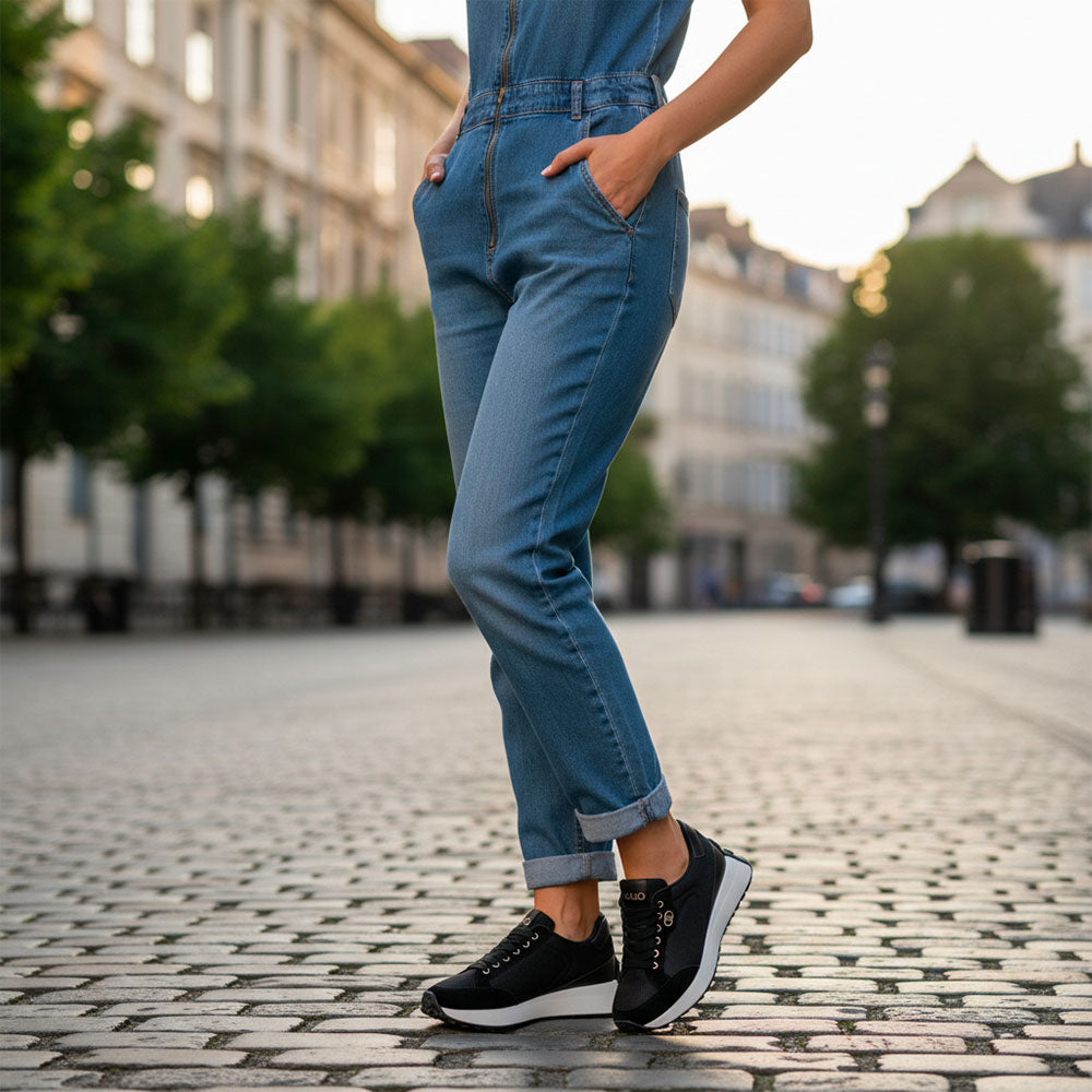 Sneakers Donna LIU JO Lolo 20 in Suede e Brighty Mesh Nero