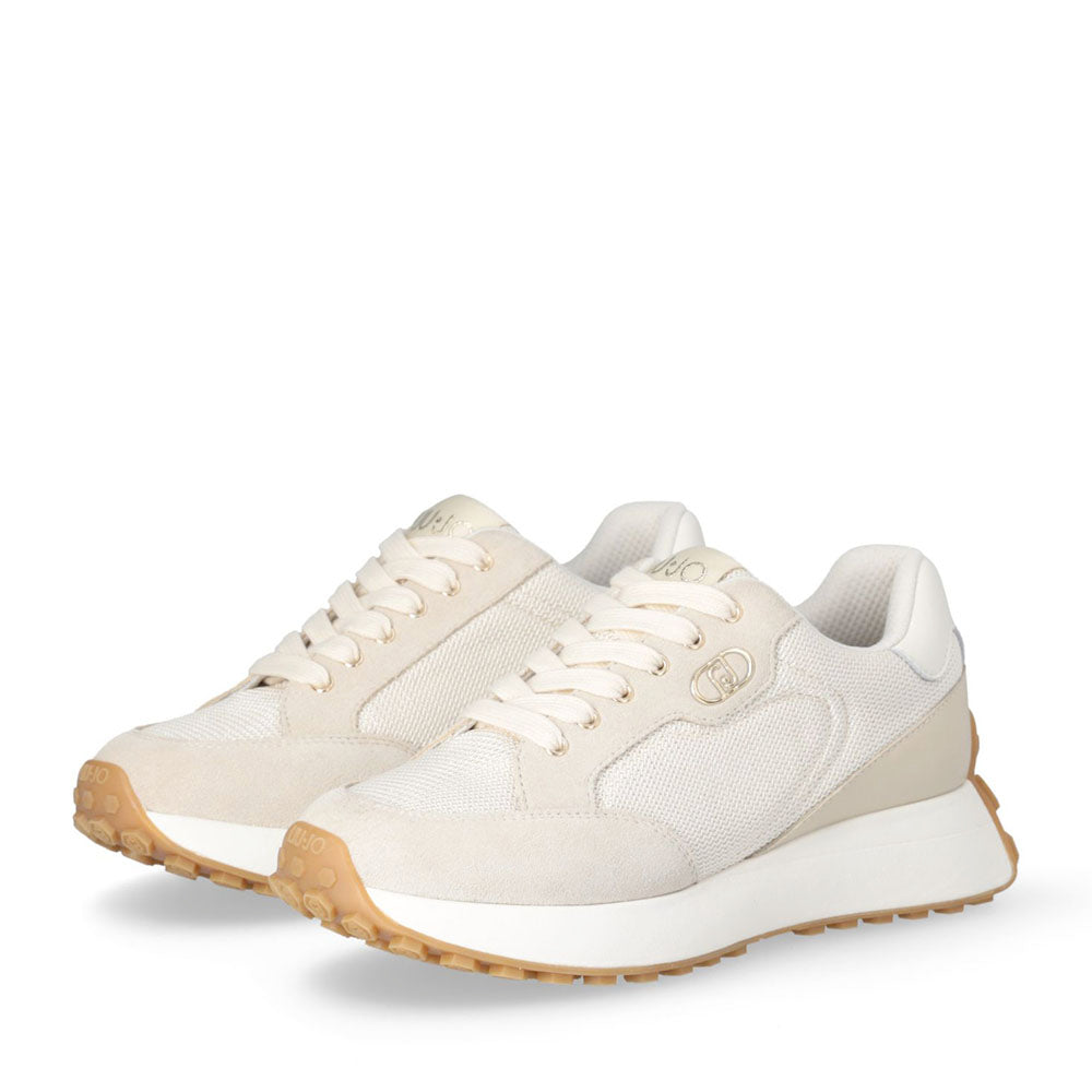Sneakers Donna LIU JO Lolo 20 in Suede e Brighty Mesh Rope Milk