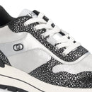 Sneakers Platform Donna LIU JO Amazing 38 in Pelle Stampata e Inserti Metallizzati Nero Silver