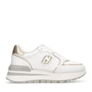 Sneakers Platform Donna LIU JO Amazing 25 in Pelle Bianca e Inserti Laminati Oro
