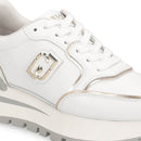 Sneakers Platform Donna LIU JO Amazing 25 in Pelle Bianca e Inserti Laminati Oro