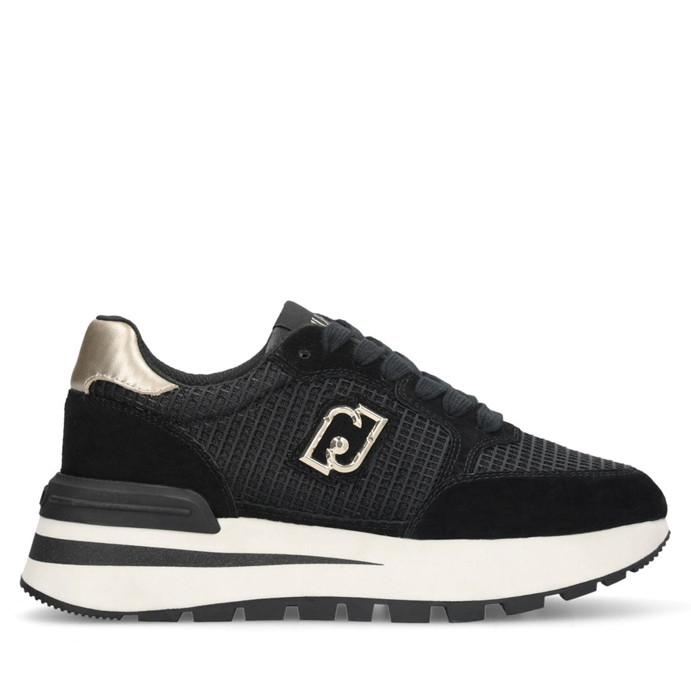 Sneakers Platform LIU JO Amazing 25 in Suede e Mesh Black Light Gold