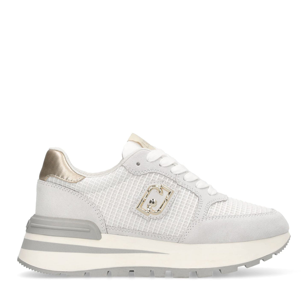 Sneakers Platform LIU JO Amazing 25 in Suede e Mesh Off White Light Gold