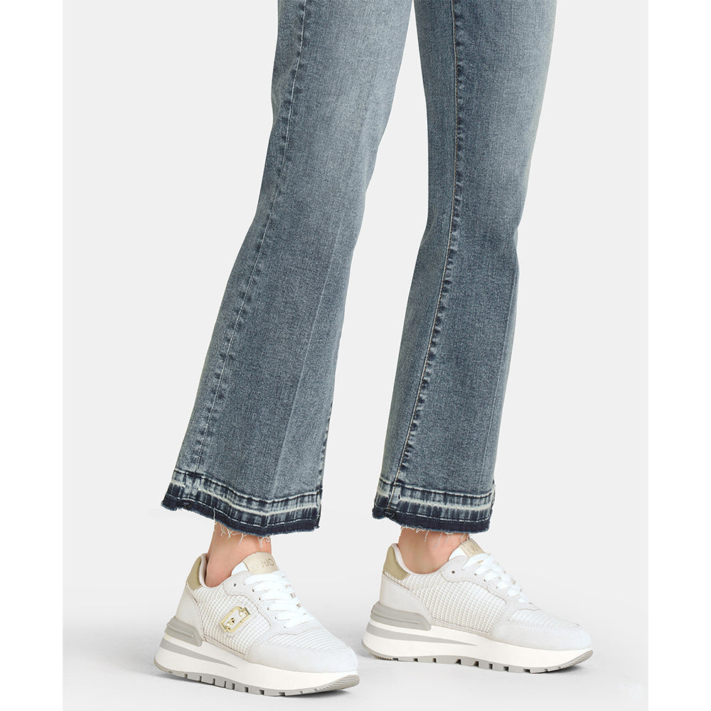 Sneakers Platform LIU JO Amazing 25 in Suede e Mesh Off White Light Gold