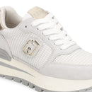 Sneakers Platform LIU JO Amazing 25 in Suede e Mesh Off White Light Gold