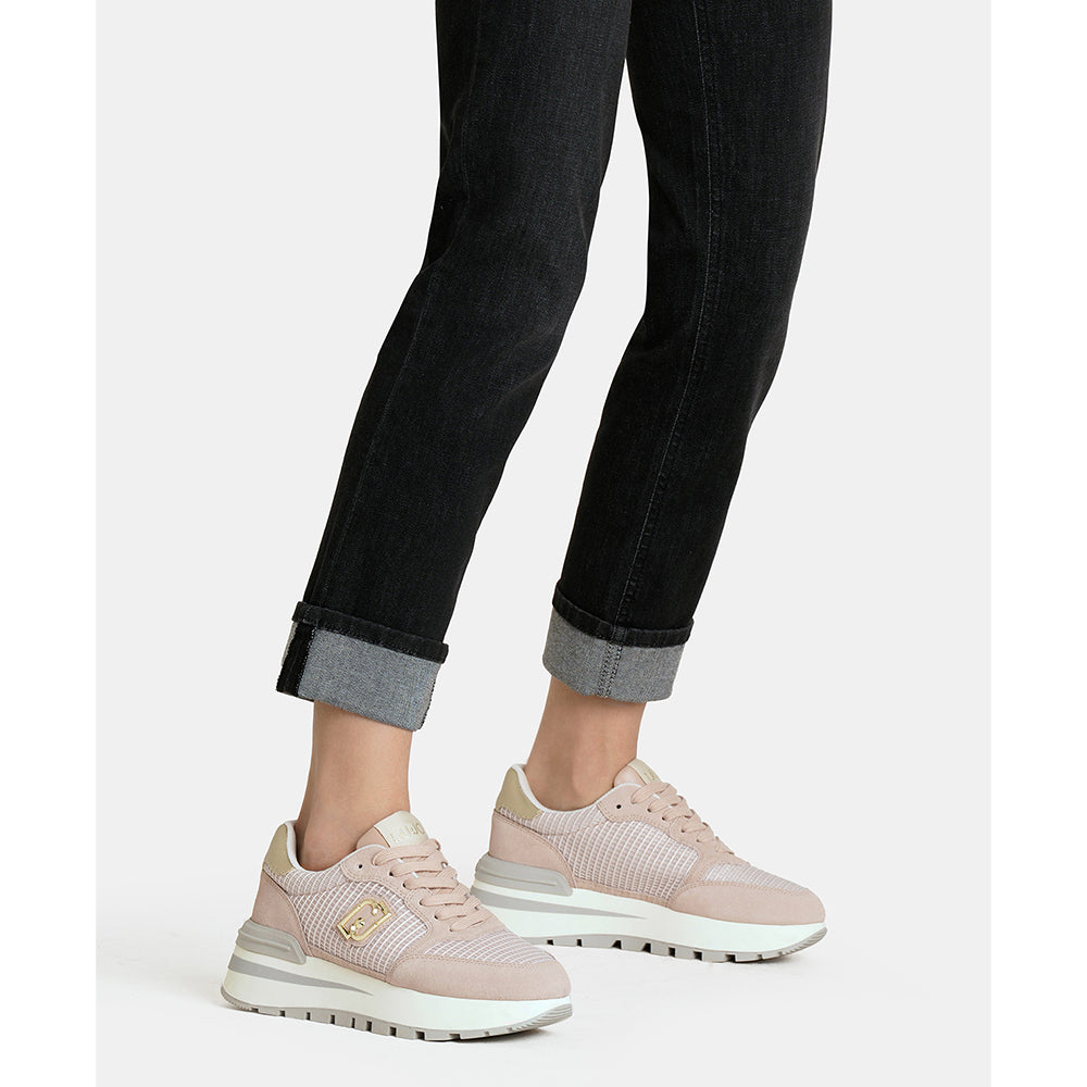 Sneakers Platform LIU JO Amazing 25 in Suede e Mesh Nude Light Gold