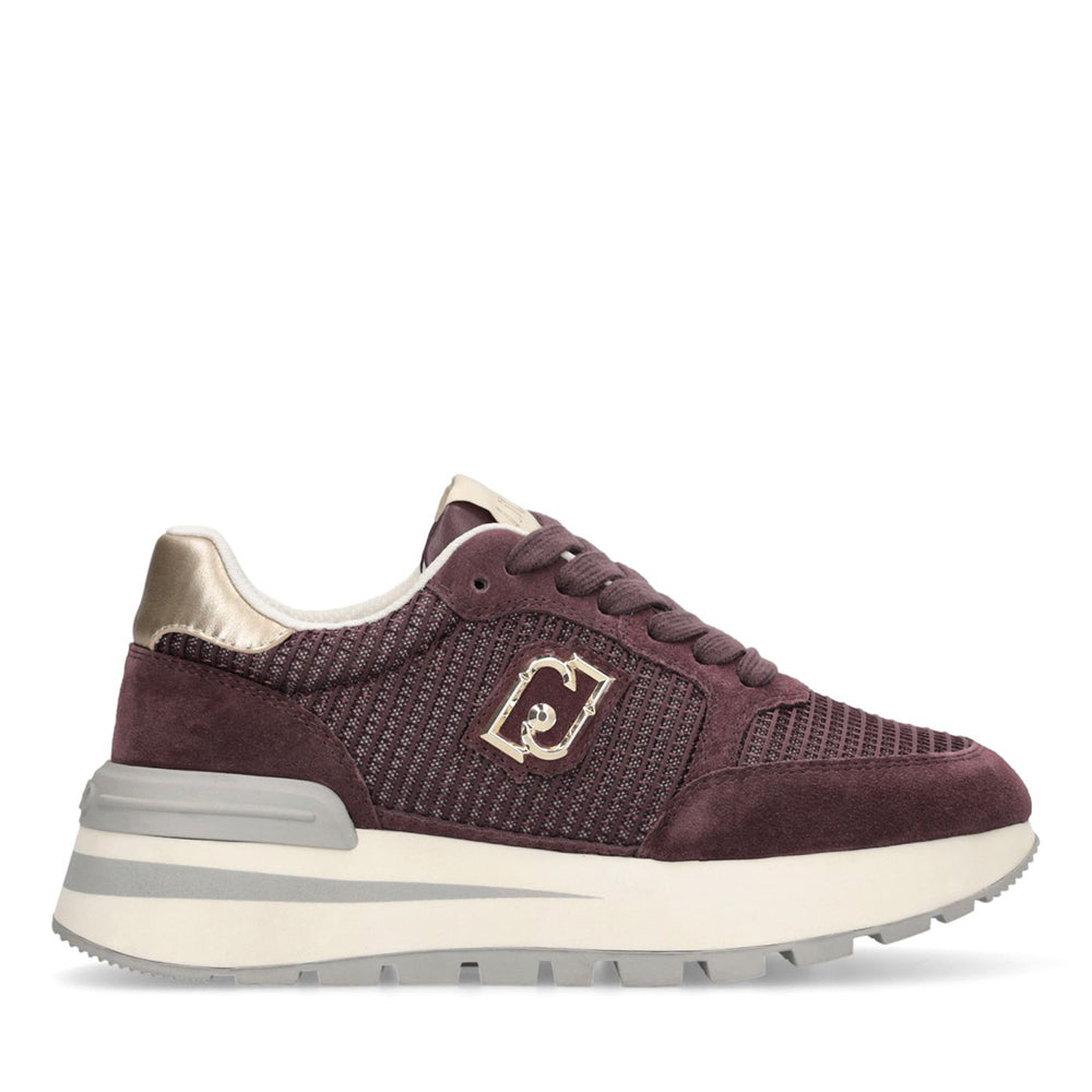 Sneakers Platform LIU JO Amazing 25 in Suede e Mesh Cremisi Light Gold