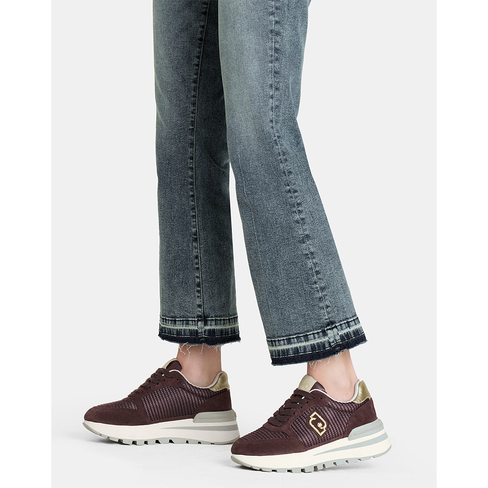 Sneakers Platform LIU JO Amazing 25 in Suede e Mesh Cremisi Light Gold