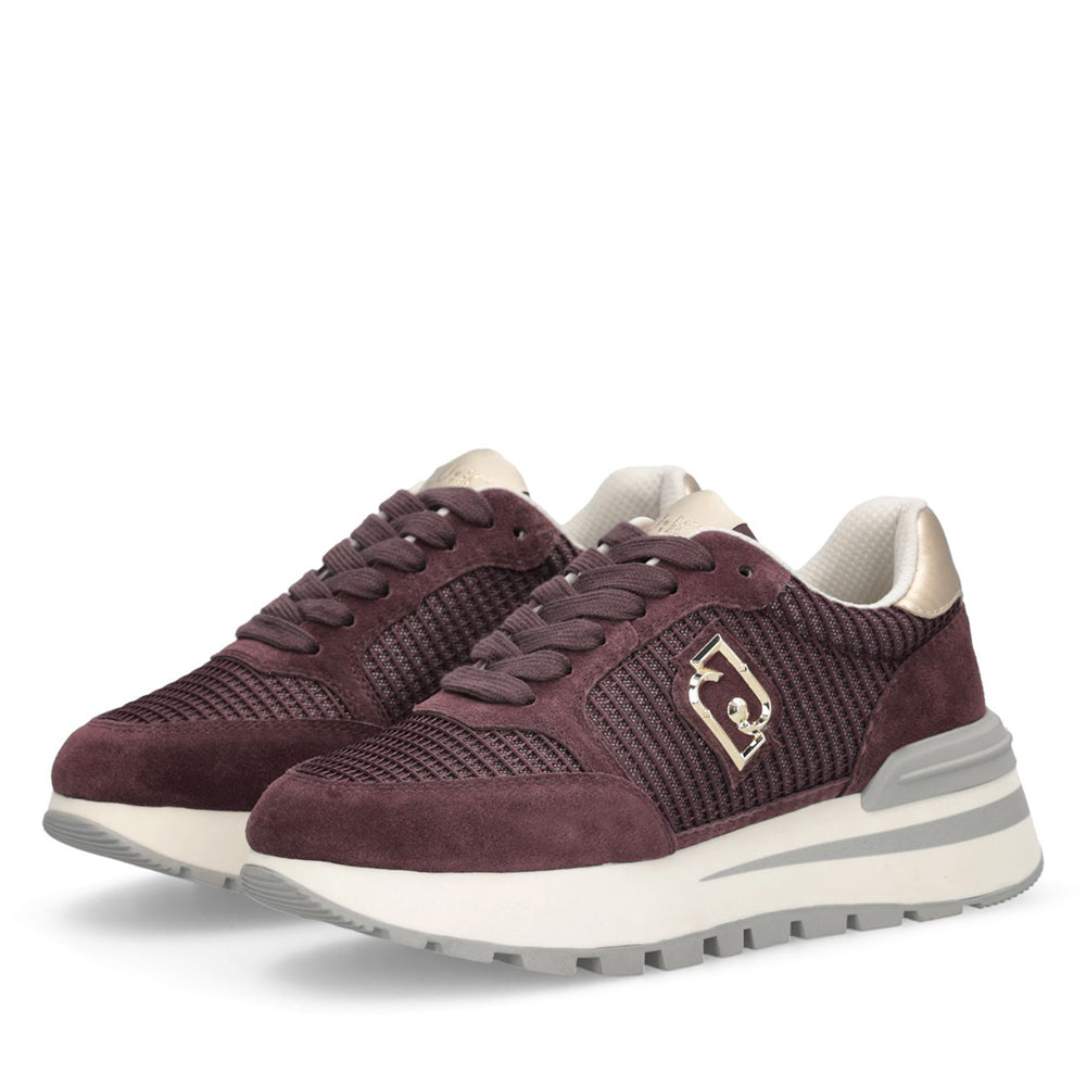 Sneakers Platform LIU JO Amazing 25 in Suede e Mesh Cremisi Light Gold