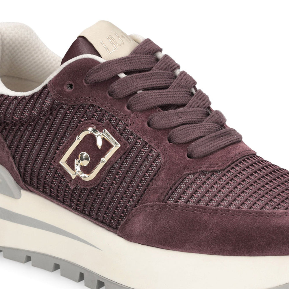 Sneakers Platform LIU JO Amazing 25 in Suede e Mesh Cremisi Light Gold