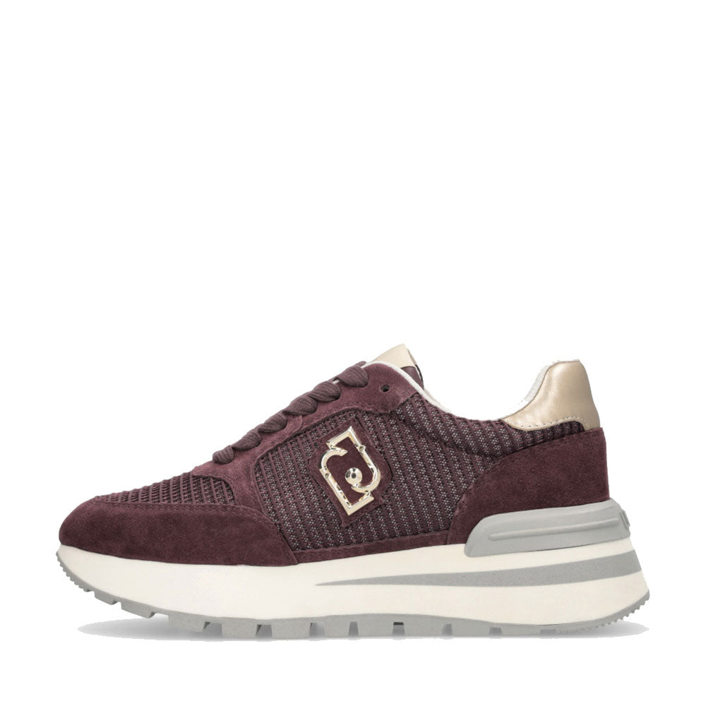 Sneakers Platform LIU JO Amazing 25 in Suede e Mesh Cremisi Light Gold
