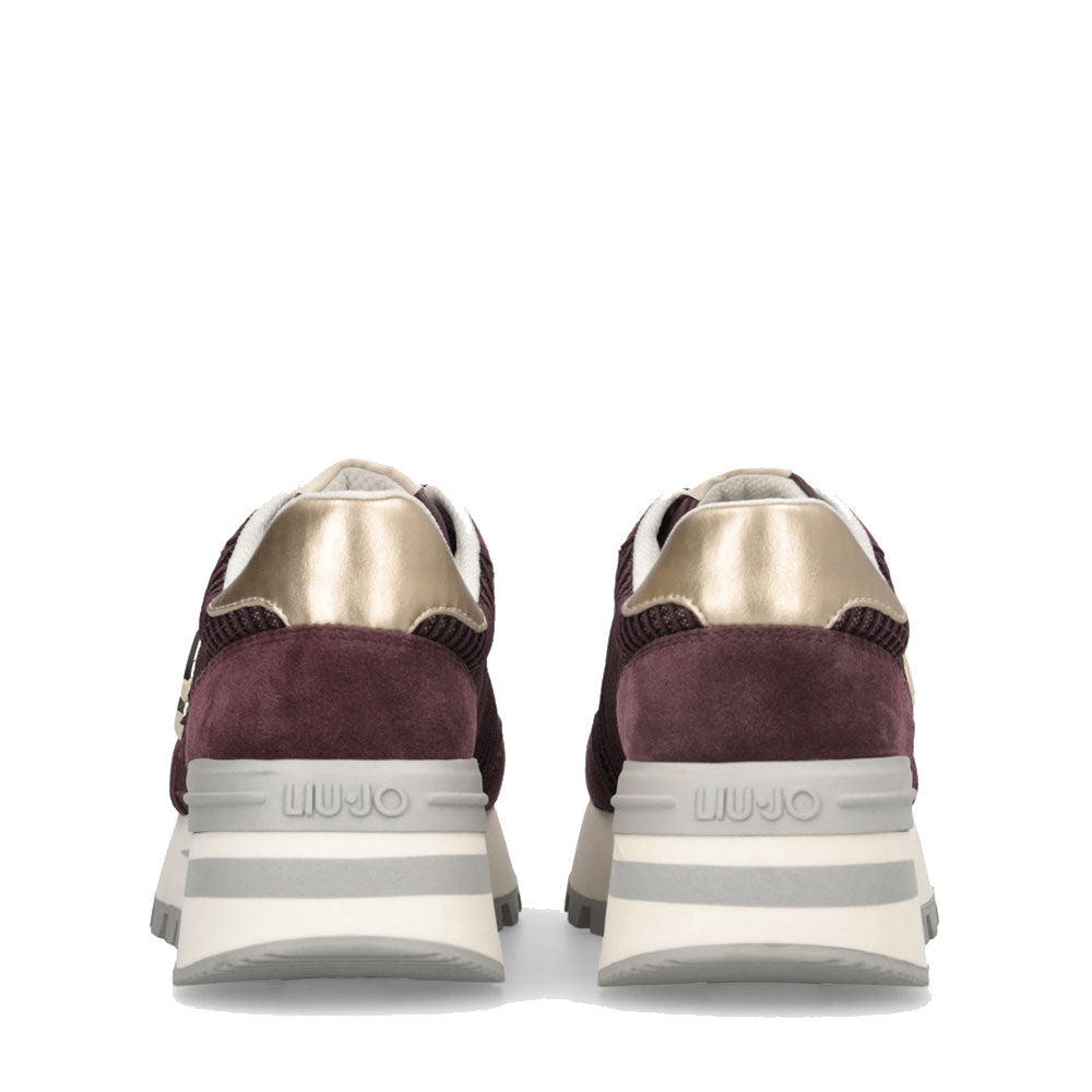 Sneakers Platform LIU JO Amazing 25 in Suede e Mesh Cremisi Light Gold