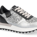 Sneakers Running LIU JO Evelyn 915 Full Glitter Silver con Inserti Laminati