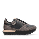 Sneakers Running LIU JO Evelyn 915 effetto Saffiano con Logo Monogram All Over Marrone e Nero