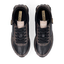 Sneakers Running LIU JO Evelyn 915 effetto Saffiano con Logo Monogram All Over Marrone e Nero