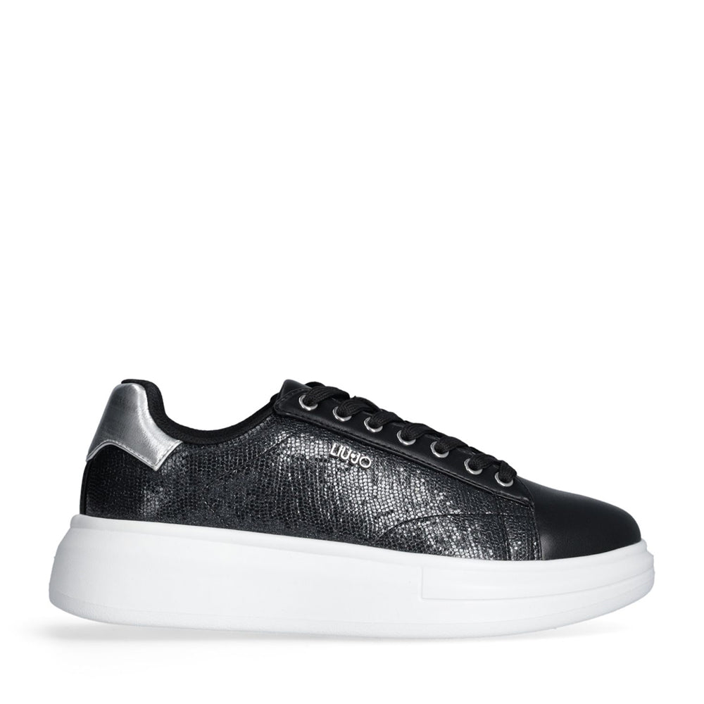 Sneakers Platform LIU JO Babol 01 Laminate Effetto Lizard Black Silver