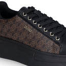 Sneakers Platform LIU JO Babol 01 effetto Saffiano con Logo Monogram All Over Nero e Marrone