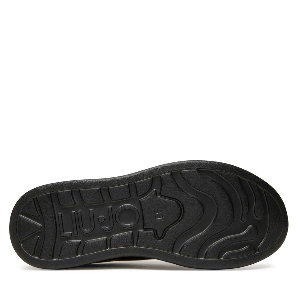 Sneakers Platform LIU JO Babol 01 effetto Saffiano con Logo Monogram All Over Nero e Marrone