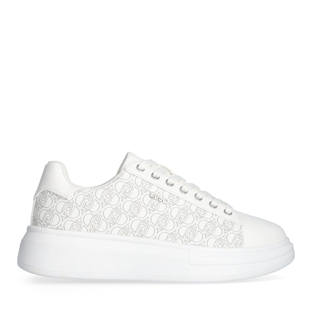 Sneakers Platform LIU JO Babol 01 Bianche Saffiano stampa Logo Monogram