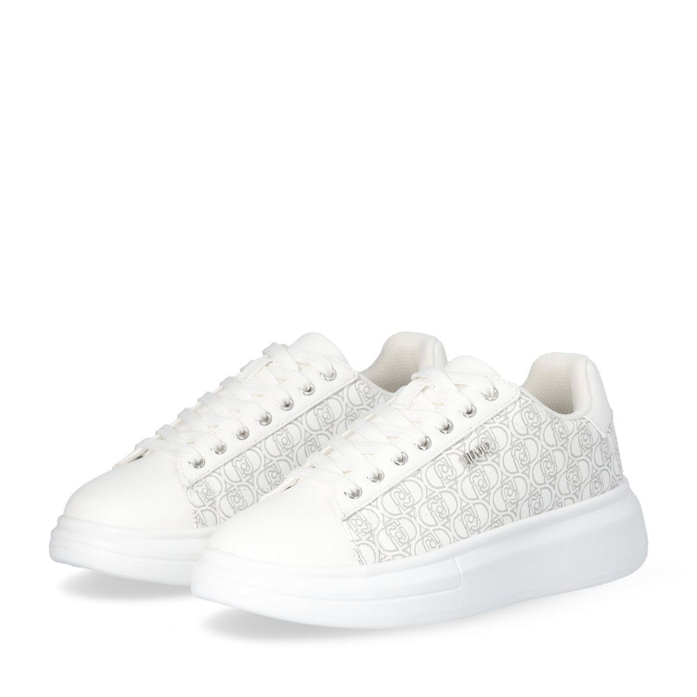 Sneakers Platform LIU JO Babol 01 Bianche Saffiano stampa Logo Monogram