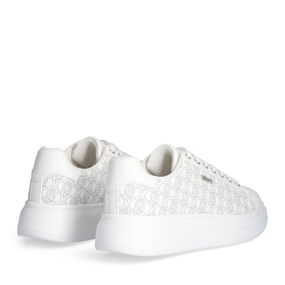 Sneakers Platform LIU JO Babol 01 Bianche Saffiano stampa Logo Monogram