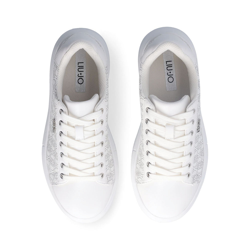 Sneakers Platform LIU JO Babol 01 Bianche Saffiano stampa Logo Monogram